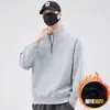 Moletom Masculino Meia-Zip Primavera, Outono, Inverno 2024 Novo Solto Tendência Pulôver Gola Alta Camisa Base Top