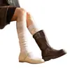 Calcetines de otoño hasta la pantorrilla con ribete de encaje combinados con botas, calcetines blancos Lolita de plataforma, calcetines JK de alta gama serie MIU para mujer