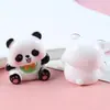 Panda Sonrojado de Dibujos Animados Adorno de Animal de Resina 3D Llavero Colgante Creativo Decoración de Escritorio Coche Micro Paisaje