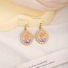 Pendientes de botón de flor de aceite rosa púrpura sueño francés gancho para la oreja clip para la oreja retro estilo jardín de Monet corte moda