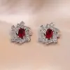 Brincos para Mulheres, Brincos de Cobre com Zircônias Micro-Cravejadas em Formato de Flor e Coração, Novo Design de Nicho, Design Simples, Joias Temperamentais e Versáteis