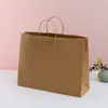 Sacola de Papel Kraft Retangular para Compras Embalagem para Presente Levar para Casa Tote Cor de Doce Personalizada Ecológica Biodegradável