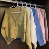 Suéter Corto de Punto Trenzado de Moda para Mujer, Temporada Primavera y Otoño 2026, Cardigan Chaqueta de Punto Holgado Estilo Coreano para Mujer