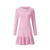 2026 Outono Europeu Novo Estilo Elegante Emagrecedor Fashionável Versátil Cor Sólida Manga Longa Babados Vestido Feminino