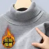 Suéter Grueso de Forro Polar para Hombre Otoño e Invierno, Tejido Cálido de Color Sólido, Camisa Base de Cuello Alto Revuelto para Hombre