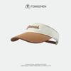 Ins Street Face Costura Pequena Chapéu de Sol Feminino Primavera e Verão Protetor Solar Top Respirável Chapéu de Sol Bordado com Letra Coreana