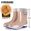 Botas de lluvia modernas, impermeables, forradas de polar, antideslizantes, cálidas, de caña corta, universales para mujer, adecuadas para uso en exteriores, duraderas para todas las estaciones y el trabajo