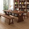 Escritorio y Silla Sólidos de Madera Modernos Simples para Sala de Estar Mesa de Estudio de Doble Capa Mesa de Escritura Mesa de Caligrafía Banco de Trabajo Mesa Larga