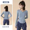 Ropa Nueva de Manga Corta para Práctica de Baile para Mujer Cuello en V Plisada Alta Elasticidad Adelgazante Bodybuilding Ropa Base de Entrenamiento Pilates Yoga Fitness