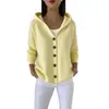 Cardigã de Tricô com Capuz Transfronteiriço para Mulheres no Outono e Inverno Estilo Europeu e Americano Estilo Solto e Preguiçoso Suave e Macio Jaqueta Suéter Feminina