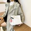 Bolsa de inverno bolsa de mão de pelúcia 2023 novo estilo coreano bolsa de axila grande capacidade Cereja fofa bolsa de ombro peluda