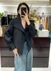 Abrigo Impermeable Khaki Versátil Simple de Doble Botonadura con Cuello Alto, Holgado y Elegante, Estilo para Ir al Trabajo Otoño/Invierno 2026 para Mujer