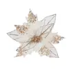 Flores de Navidad de malla hueca transfronterizas, flores artificiales, decoraciones para árbol de Navidad, flores preservadas de alta calidad, adornos para corona de Navidad