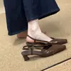 Sandálias Chuyuji estilo francês minimalista de bico quadrado com tira no calcanhar para mulheres com saltos grossos, elegantes e delicadas, sapatos de verão simples