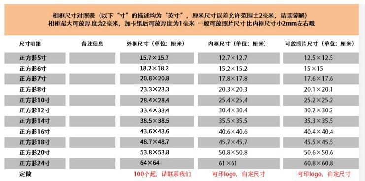 正方形尺寸