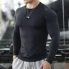Body de Fitness Americano para Hombre de Secado Rápido Absorbente de Sudor Transpirable de Manga Larga Ajustado Camiseta Deportiva de Entrenamiento Ropa de Entrenador con Logo Impreso