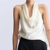 Em Estoque 2026 Moda Simples de Luxo Importado Japonês Triacetato Cetim Brilhante Dupla Face Top Halter Relaxado Emagrecedor