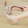 Salto Alto Bico Quadrado Salto Agulha Sapatos Femininos 2025 Novo Primavera & Outono Sapatos Femininos Fivela Quadrada Strass Borgonha Francês Sapatilhas de Bico Baixo
