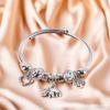 Pulsera Panjia Acero Inoxidable Acero de Titanio Pulsera Pulsera Aleación con Goteo de Aceite Cristal Cuentas de Agujero Grande Colgante de Cisne DIY Pulsera de Mano