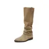 Botas Altas Largas de Mujer Estilo Pastoral Errante 2026 Otoño/Invierno Nuevas Botas Altas Largas Estilo Wasteland Vaquero Occidental para Mujer
