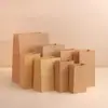 Saco de embalagem de alimentos de papel Kraft spot atacado revestido à prova de óleo lanches embalagens para viagem sacos de papel Kraft de fundo quadrado