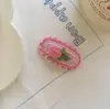 Pasador de Ganchillo de Lana Hecho a Mano DIY Orejas de Conejo Lindas Pasador Estéreo de Hierba Flor Pasador BB de Lana Hecho a Mano