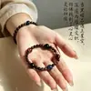 Pulsera de Obsidiana Plateada Natural con Piedras de Ojo de Tigre Rojo y Ojo de Tigre Azul, Pulsera Vintage Unisex, Serie Versátil Planeta, Moda al por Mayor