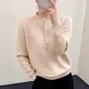 Suéter de punto transfronterizo, cuello semiabierto, semi-alto, de doble uso, diseño de punto para otoño e invierno, top holgado reversible, estilo casual y relajado