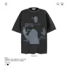 Camiseta de Manga Corta con Estampado Abstracto de Algodón Puro Pesado, Marca Americana de Moda, para Hombre y Mujer, Nueva, Suelta, Exportación, Venta al por Mayor