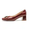 Procesamiento Transfronterizo y Personalización de Zapatos de Tacón Alto con Tacón Grueso, Zapatos de Boca Baja para Mujer, Elegantes Zapatos Acolchados de Piel de Cabra, Tallas Grandes 34-43