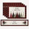 Juego de cinco piezas de camino de mesa y mantel individual navideño transfronterizo, decoración de mantel de poliéster de hombre de jengibre, dropshipping disponible