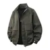 Jaqueta de trabalho estampada integral para homens plus size, estilo vintage, novo modelo primavera e outono 2025, tamanho extra grande, jaqueta longa casual