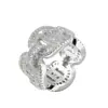 Collar Europeo y Americano Hip-Hop Zircón Cadena Cubana Anillo 8mm Zircón Completo Moderno Personalizado Anillo Hip-Hop para Hombres y Mujeres