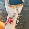 Cadena Creativa para Teléfono Móvil con Lazo de Diamante y Cuentas de Cristal Llavero Colgante Lindo para Bolso Llavero de Llave de Coche Venta al por Mayor