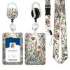 Cordón para gafete, cinta magnética, moño, estampado floral, tarjeta de identificación, teléfono, portatarjetas fácil, hebilla impresa, juego retráctil colorido