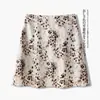 Falda Satinada Amarilla Floral de Cintura Alta, Moda Estilo Coreano con Inspiración Francesa, Falda de Verano de Corte A Ajustada para Figuras Pequeñas