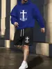 Traje Clásico de Estampado de Cruz Más Vendido Transfronterizo, Conjunto Versátil y Elegante de Sudadera y Shorts