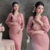 Tema Estúdio Fotográfico Novo Retrô Novo Estilo Chinês Vestido Amassado com uma Vibe Descolada para Sessão de Fotos da Barriga de Grávidas