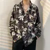 Camisa muito fada masculina estação primavera e outono camisa com estampa interessante masculina manga longa estilo Hong Kong solta moda casual camisa casaco