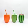 Tazas de Paja Serie Frutas de Verano Se Pueden Personalizar Según la Imagen, Soporte para Diseño Personalizado de Vasos de Plástico de Forma Especial para Publicidad y Promoción
