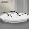 Gafas Ambush Ultra-Ligeras de Titanio Puro Sin Montura para Miopía, Gafas Sin Montura Estilo Abogado para Hombre 1.67 Miopía, Estilo de Negocios