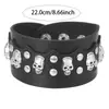 Pulseira Larga de Couro PU Estilo Punk Europeu e Americano Mais Vendida Transfronteiriça com Rebites de Caveira Únicos e Ousados, Acessório de Halloween