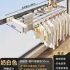 Tendedero de Balcón, Barra Retráctil para Ropa Montada en Pared sin Taladro, Herramienta Doméstica para Secar Colchas en Interiores, Diseño Invisible