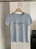 KEKEZOON T-shirt de manga curta com gola redonda e estampa de letras em inglês, ombro normal, corte justo, estilo coreano de verão 7651
