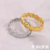 Anel Elegante de Alto Padrão Versátil Simples para o Dia a Dia Europeu e Americano Anel Aberto Coração em Aço Inoxidável Banhado a Ouro 18K para Mulheres