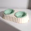 Cuenco Cerámico con Forma de Flor para Gato, Cuenco para Mascotas, Cuenco para Perro, Cuenco para Comida de Gato, Doble Cuenco Dos en Uno, Antiderrames, Cuenco para Alimentar Gatos que Protege el Cuello, Cuenco de Agua