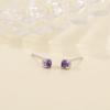 Aretes de Amatista Natural Yuebao Jewelry Plata Esterlina S925 Chapado en Oro Cuentas Redondas Cuatro Garras Durmiente Aretes de Tuerca de Plata Libre en Stock