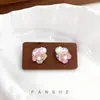 "Sinfonía de Flores" Pendientes de Flor de Cristal Suave para Mujer, Pendientes de Estilo Pastoral Francés, Pendientes de Moda y Lujosos