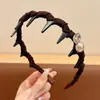 Faixa de Cabeça Floral Dentada Doce para Mulheres, Uso Diário ao Ar Livre, Faixa de Cabelo com Fita Superior de Caveira Alta, Prendedor de Cabelo Integrado, Acessório de Cabelo