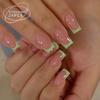 Peças de Unha Quentes Transfronteiriças Estilo Europeu e Americano Manicure Francesa Patch Pó Cor de Contraste Preto Explosões de Comércio Exterior Unhas Postiças Produtos Acabados